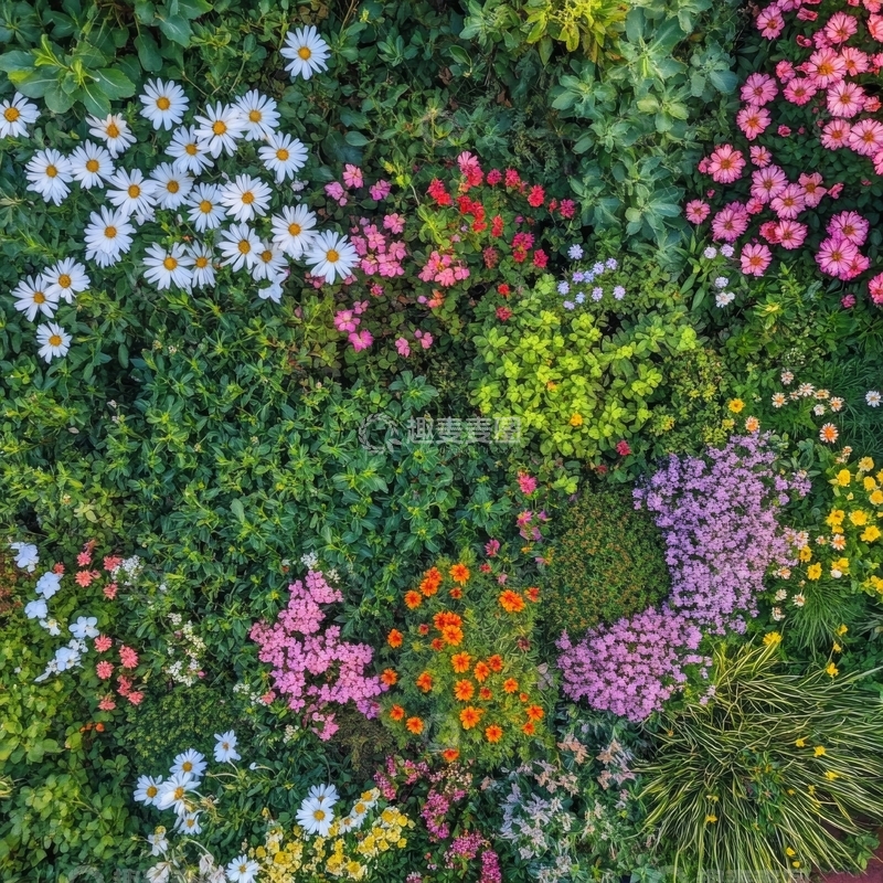 高清大图下载【趣麦麦图】多彩花卉园的俯视图