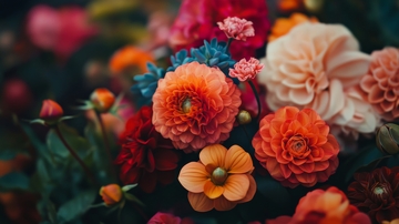 多彩花卉的美丽特写