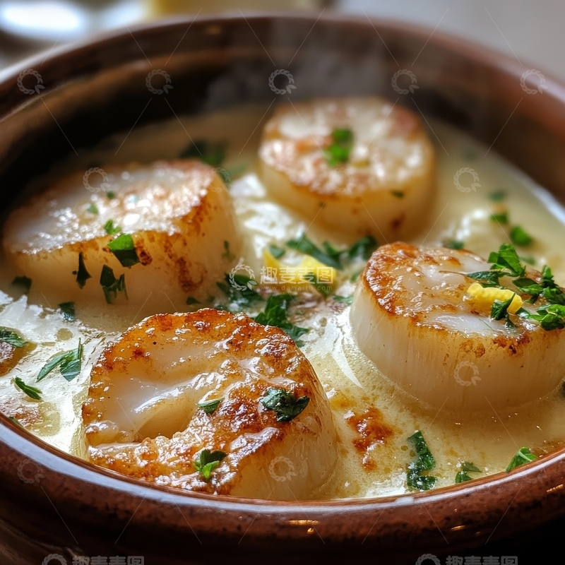 高清大图下载【趣麦麦图】奶油酱汁煎扇贝