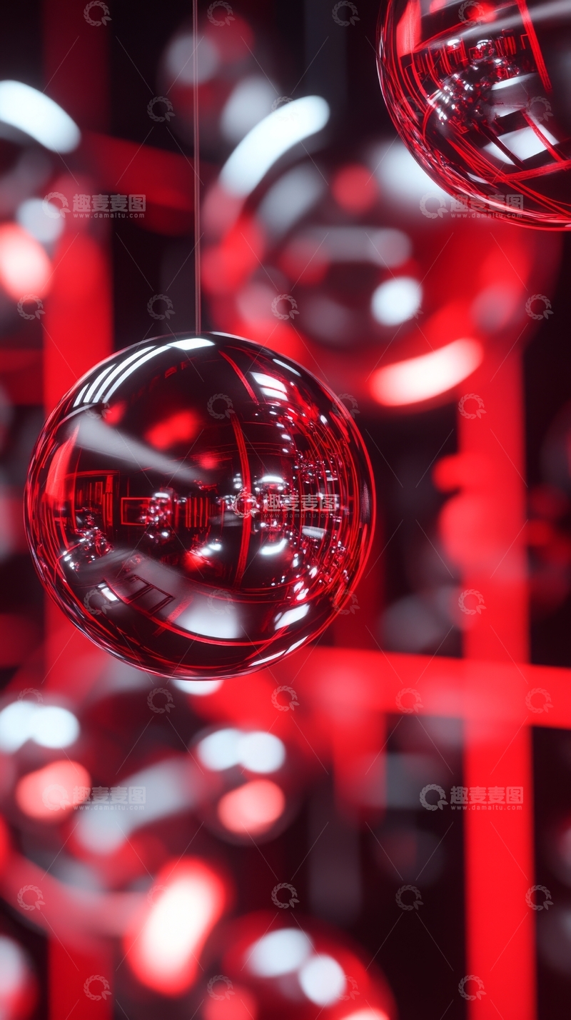 高清大图下载【趣麦麦图】红色光球的抽象艺术装置