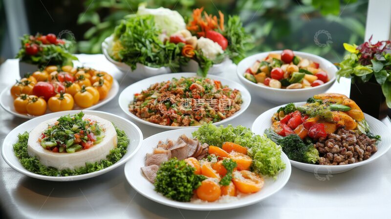 高清大图下载【趣麦麦图】丰富多样的健康美食拼盘