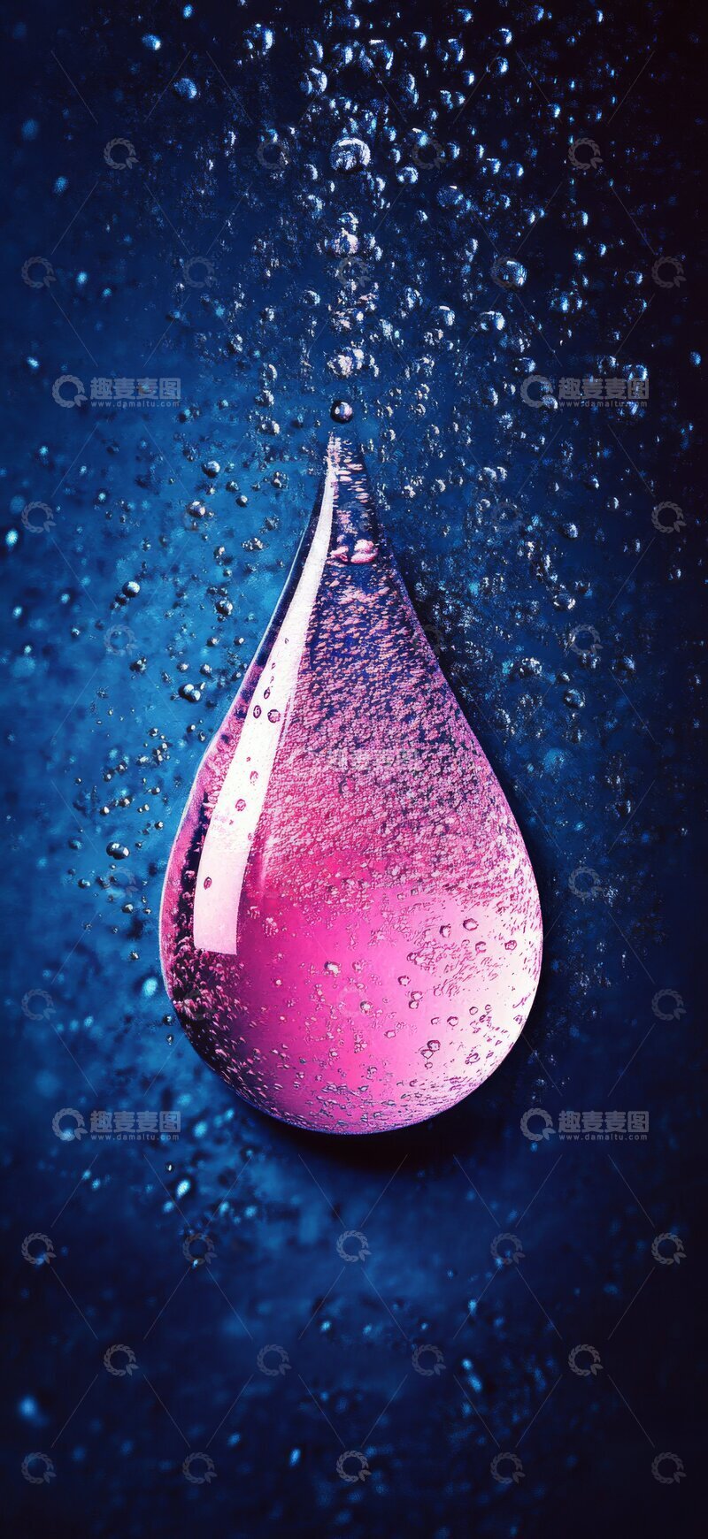 高清大图下载【趣麦麦图】渐变色彩的水滴特写
