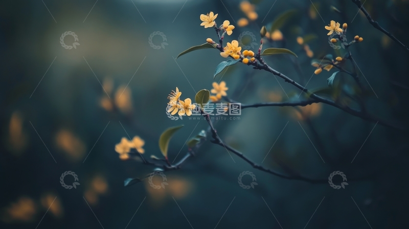 高清大图下载【趣麦麦图】枝头绽放的黄色小花