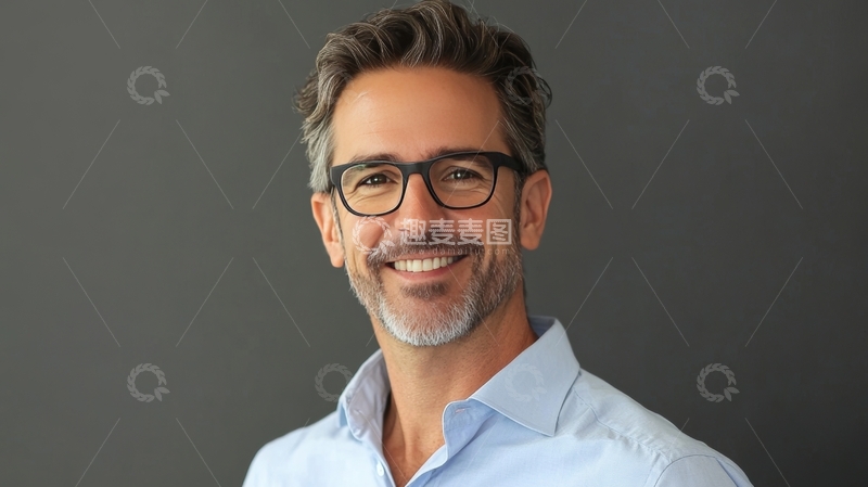 高清大图下载【趣麦麦图】戴眼镜的微笑男子