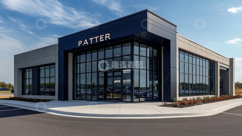 高清大图下载【趣麦麦图】现代建筑外观，大面积玻璃窗设计