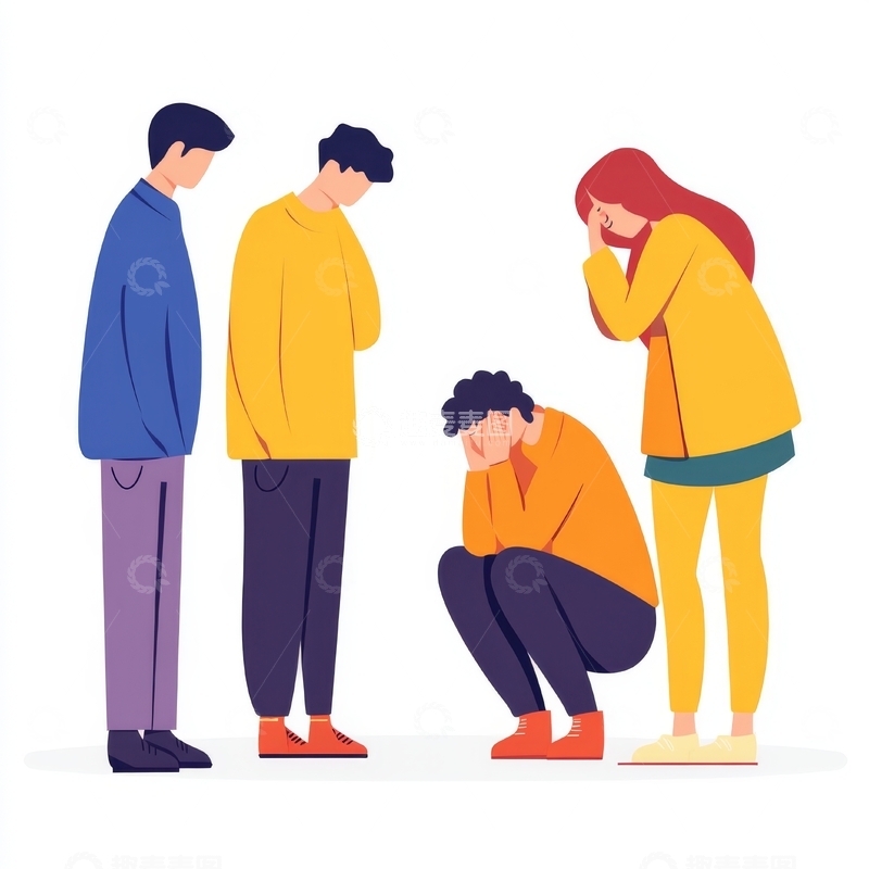 高清大图下载【趣麦麦图】四人情感互动场景