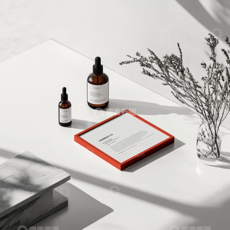 高清大图下载【趣麦麦图】简约桌面布置，玻璃瓶与干花装饰