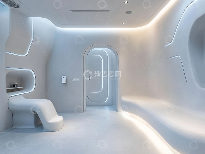 高清大图下载【趣麦麦图】未来感室内设计，流线型空间布局