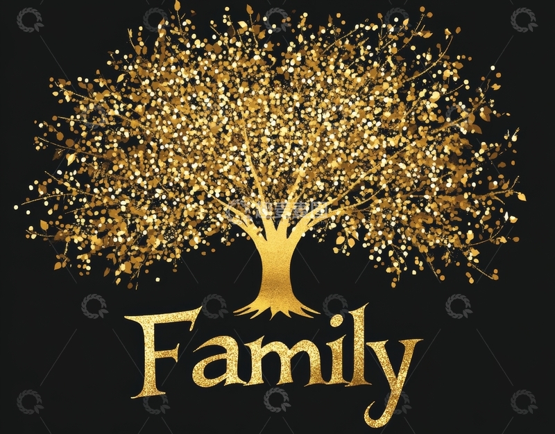高清大图下载【趣麦麦图】金色树冠与&ldquo;Family&rdquo;字样