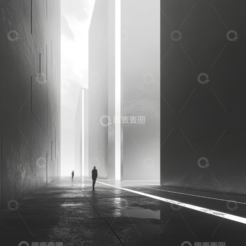 高清大图下载【趣麦麦图】光影交错的未来走廊