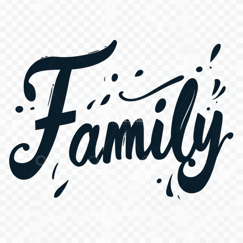 高清大图下载【趣麦麦图】手写风格的&ldquo;Family&rdquo;艺术字体设计