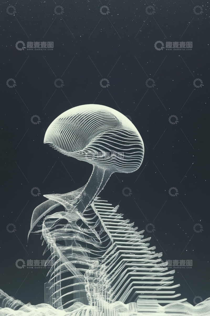 高清大图下载【趣麦麦图】线条构成的抽象生物形态