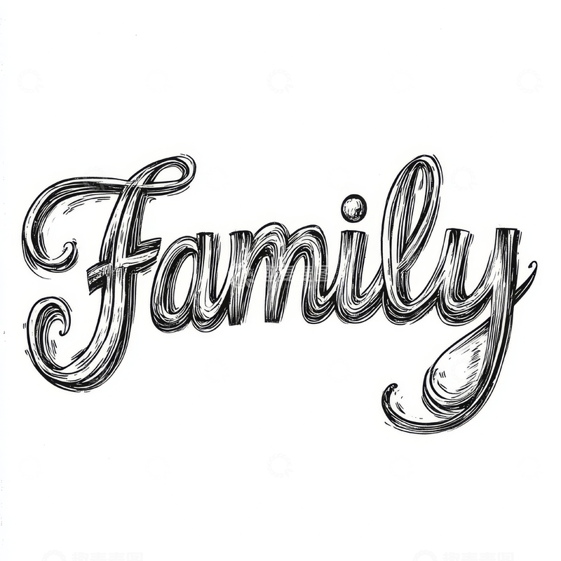 高清大图下载【趣麦麦图】手写风格的&ldquo;Family&rdquo;字样