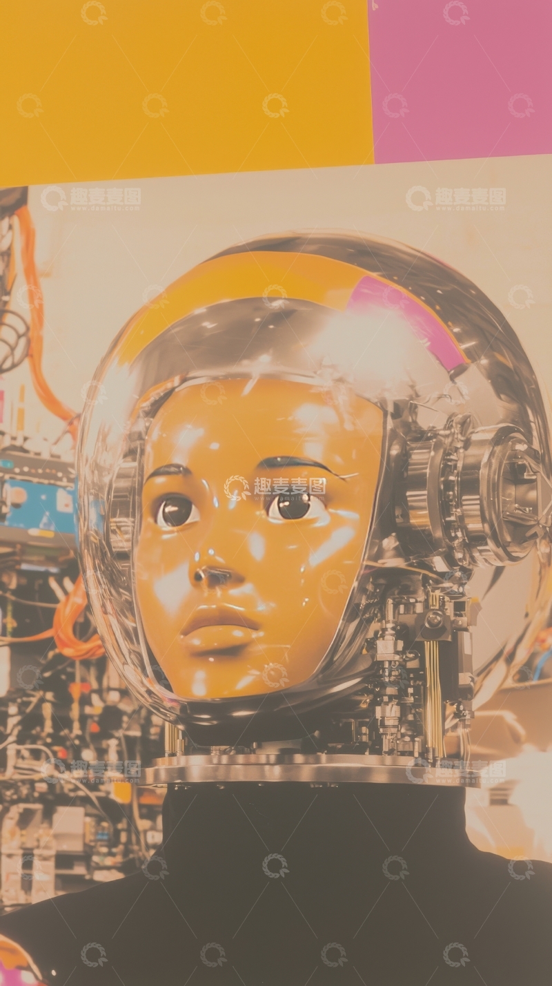 高清大图下载【趣麦麦图】机械人头像与彩色背景