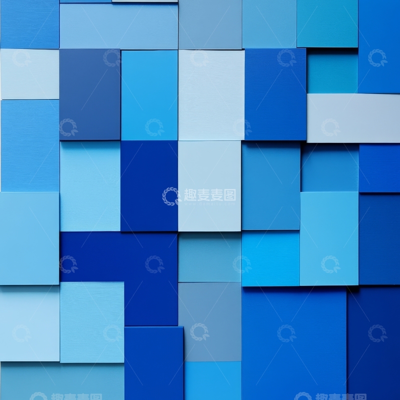 高清大图下载【趣麦麦图】蓝色方块构成的立体几何图案