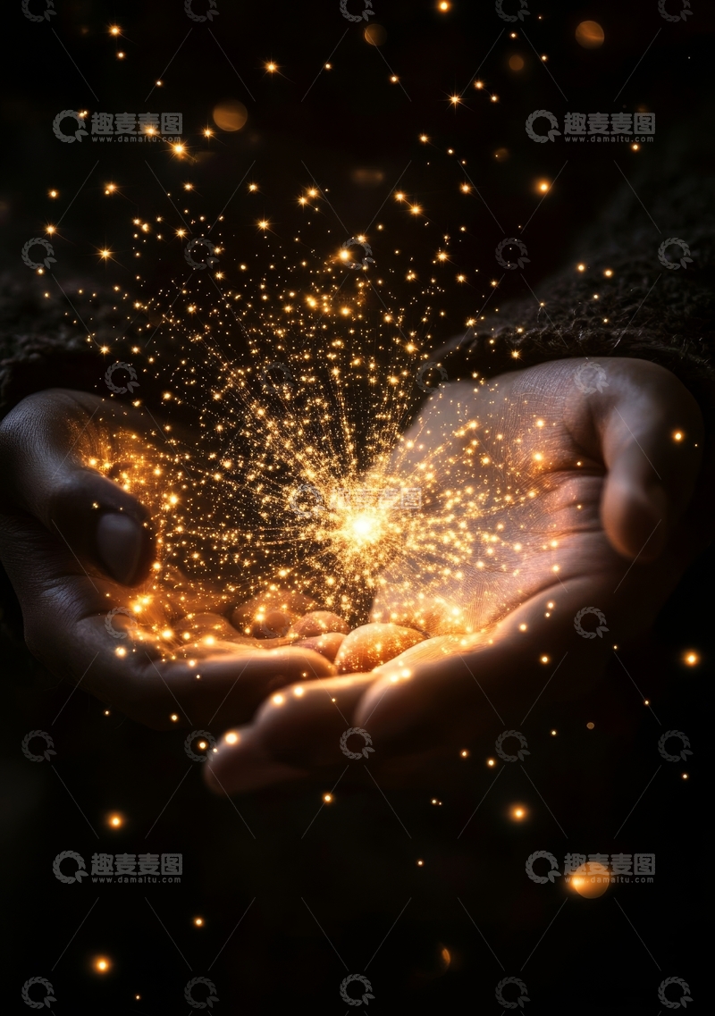 高清大图下载【趣麦麦图】双手捧着闪耀的星光