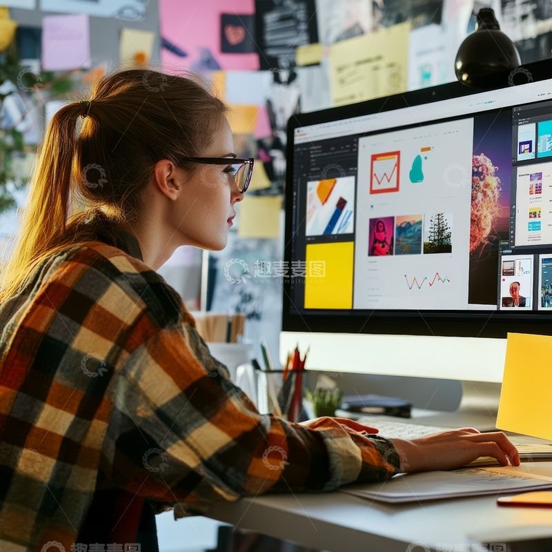 高清大图下载【趣麦麦图】设计师专注电脑屏幕工作