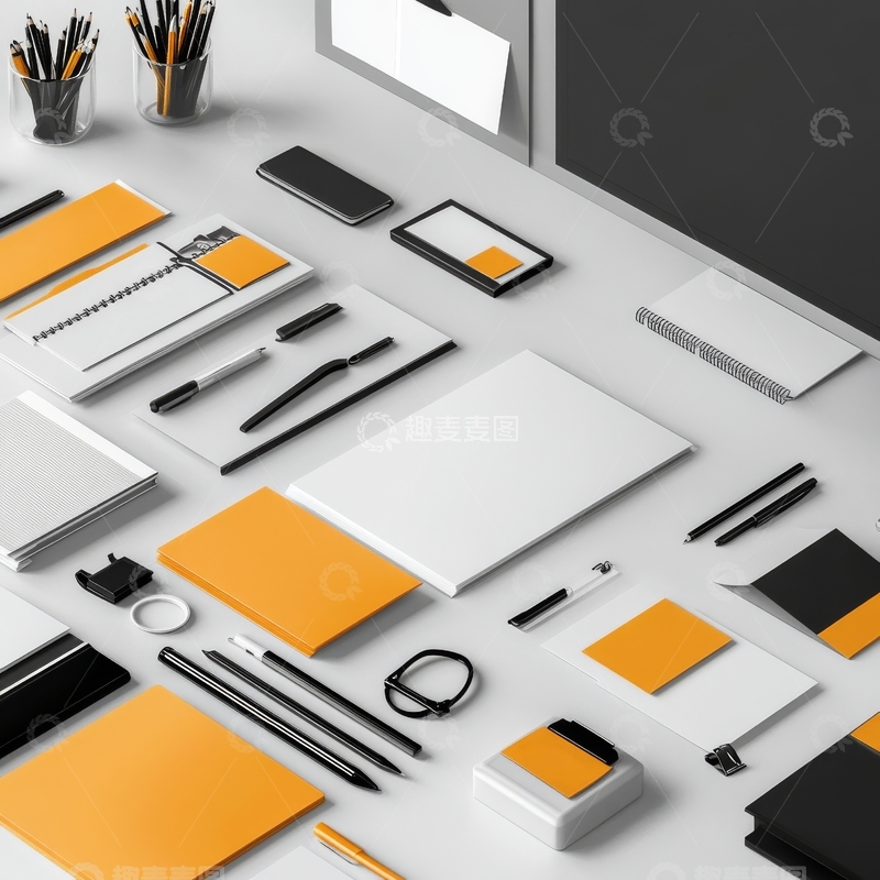 高清大图下载【趣麦麦图】办公桌面文具与品牌设计展示