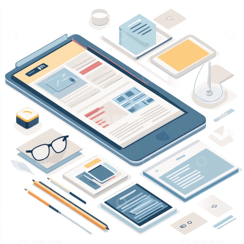 高清大图下载【趣麦麦图】移动设备界面设计与办公工具展示