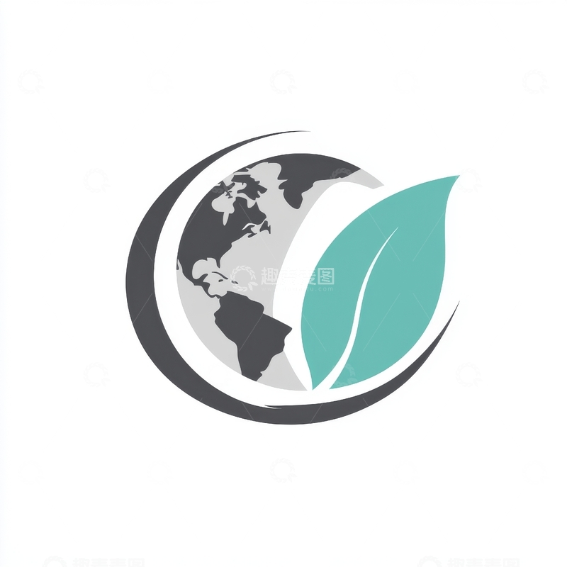 高清大图下载【趣麦麦图】地球与绿叶标志设计