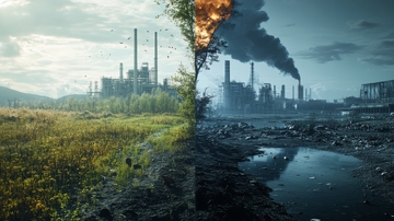 工业对比：自然与污染