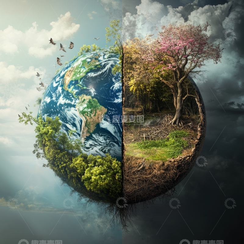 高清大图下载【趣麦麦图】地球与自然共生的和谐景象