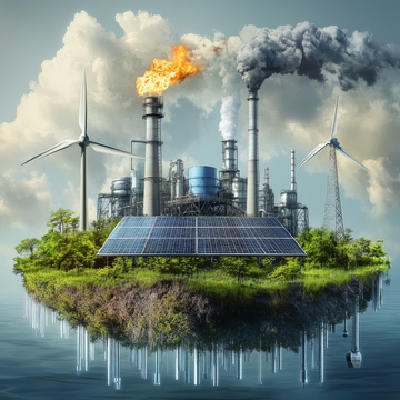 工业与绿色能源的对比岛屿