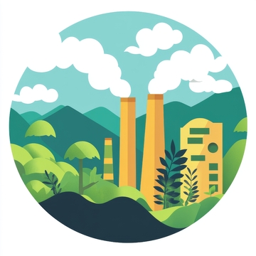 工业烟囱与自然景观的和谐共存