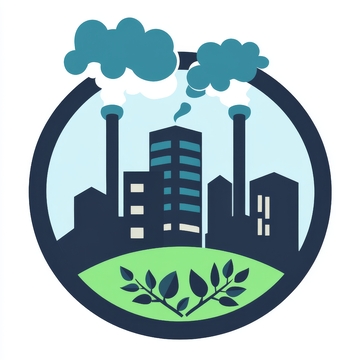 工业建筑与绿色植物的对比图