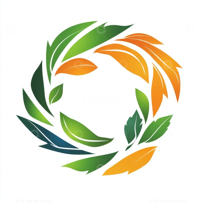 高清大图下载【趣麦麦图】彩色叶子环绕的圆形图案