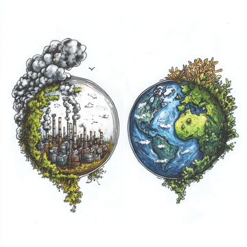 污染与绿色地球对比图