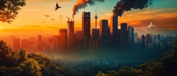 城市污染与自然对比