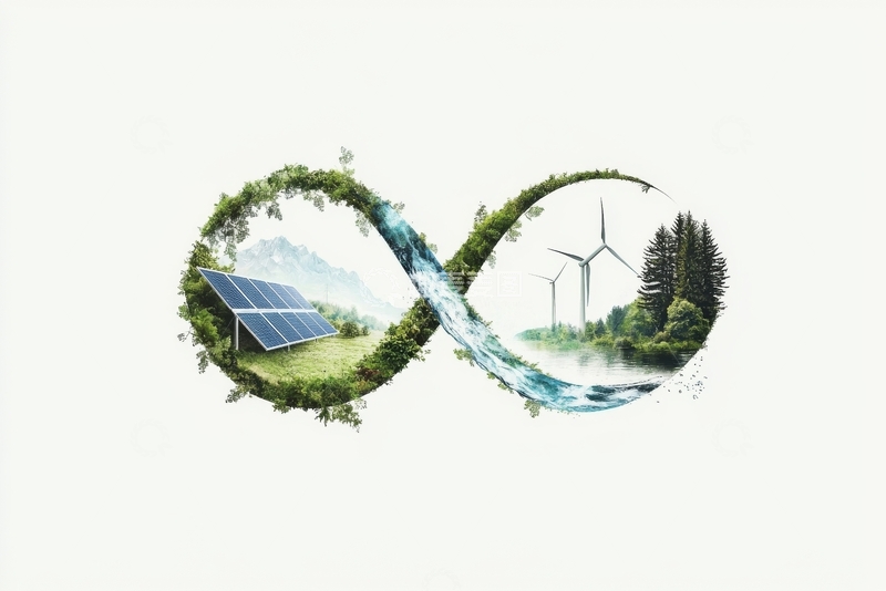 高清大图下载【趣麦麦图】无限循环的绿色能源象征