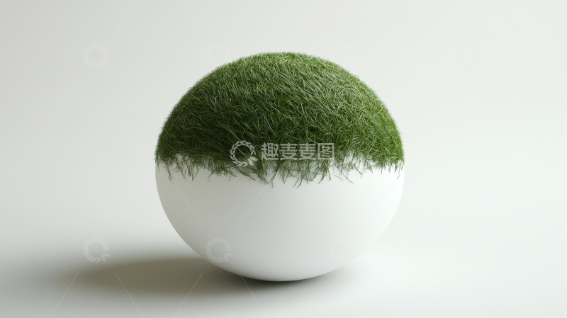 高清大图下载【趣麦麦图】白色球体上的绿色草皮