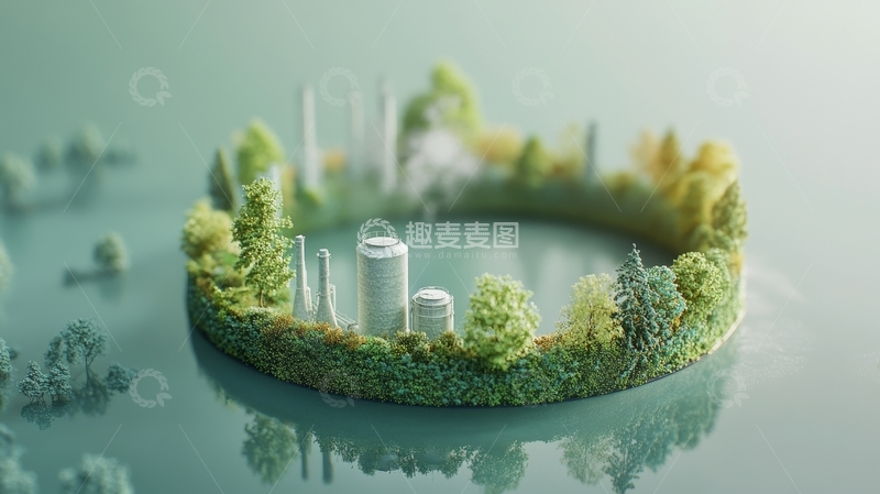 高清大图下载【趣麦麦图】绿色环抱的工业设施