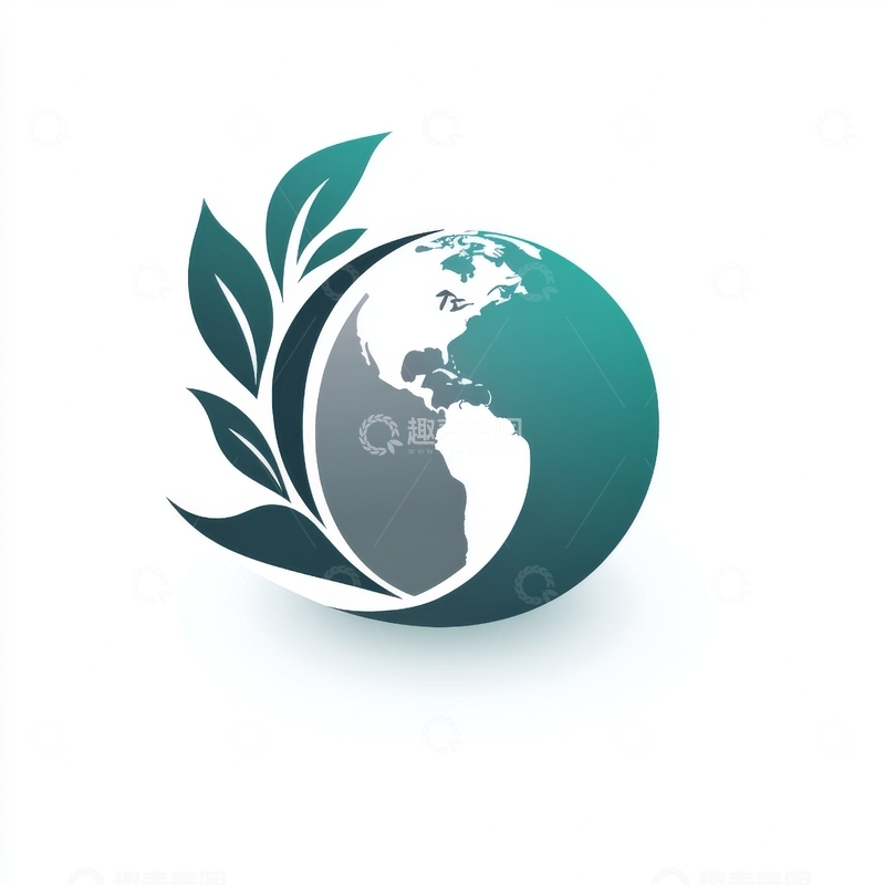 高清大图下载【趣麦麦图】地球与绿叶结合的生态标志