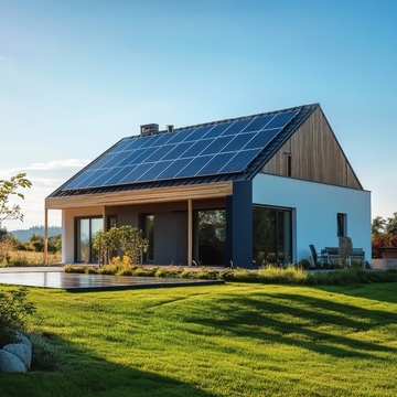 现代住宅配备太阳能板