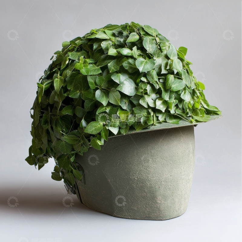 高清大图下载【趣麦麦图】绿植覆盖的圆形花盆