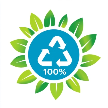绿色叶子环绕的100%回收标志