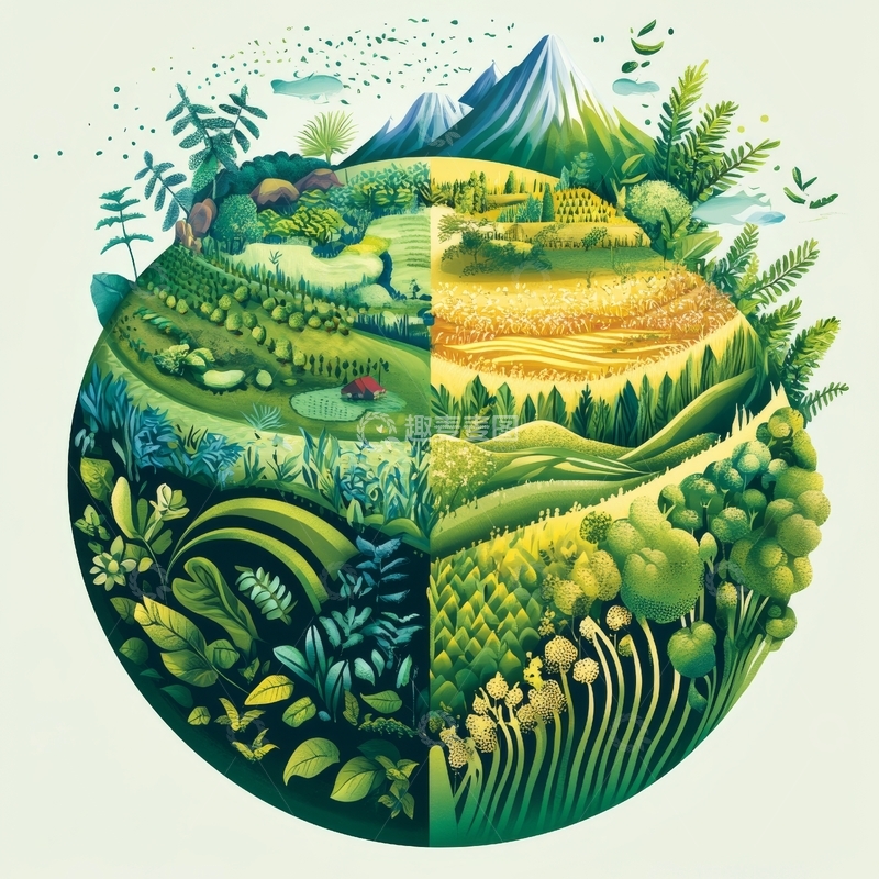高清大图下载【趣麦麦图】地球生态多样性插画