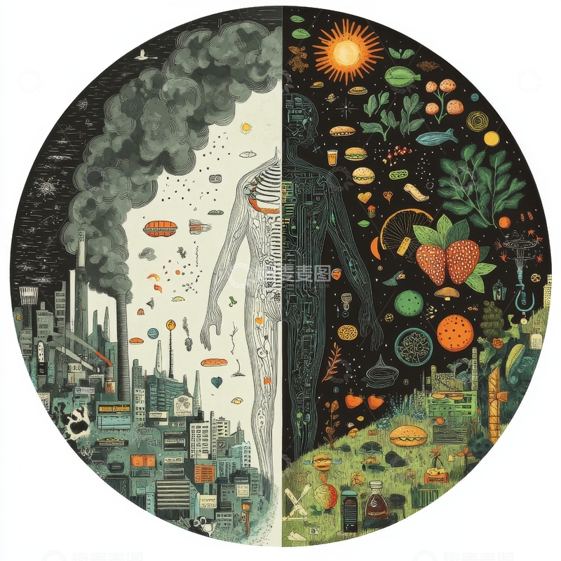 高清大图下载【趣麦麦图】工业与自然的对比