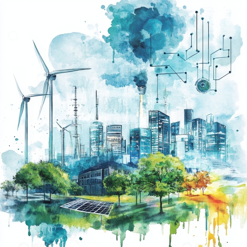 高清大图下载【趣麦麦图】城市与自然融合的可持续发展愿景