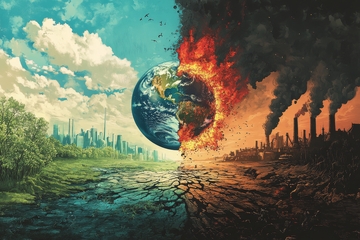 地球两面：自然与污染的对比