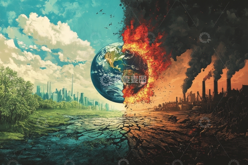 高清大图下载【趣麦麦图】地球两面：自然与污染的对比