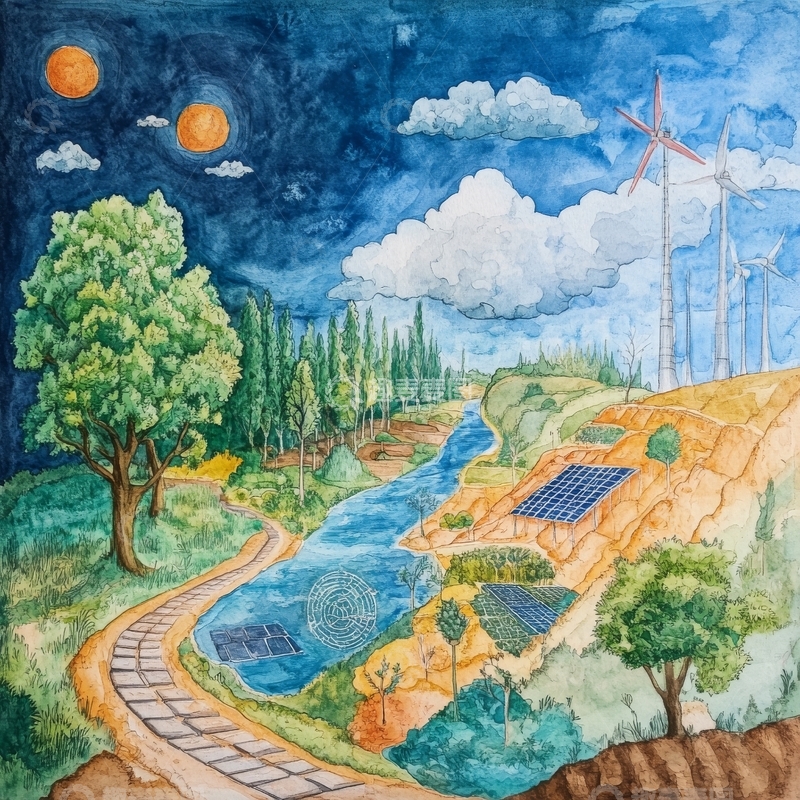 高清大图下载【趣麦麦图】绿色能源与自然景观