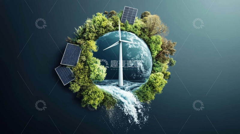高清大图下载【趣麦麦图】绿色能源与地球的和谐共生