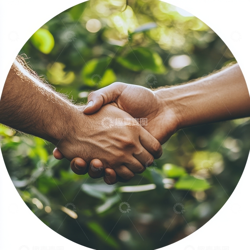 高清大图下载【趣麦麦图】双手紧握，背景绿意盎然