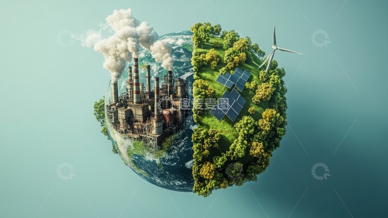 高清大图下载【趣麦麦图】工业与自然的对比星球