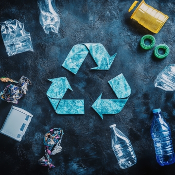 回收标志与塑料垃圾的环保主题