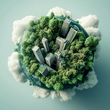 绿色城市与自然共生的圆形景观